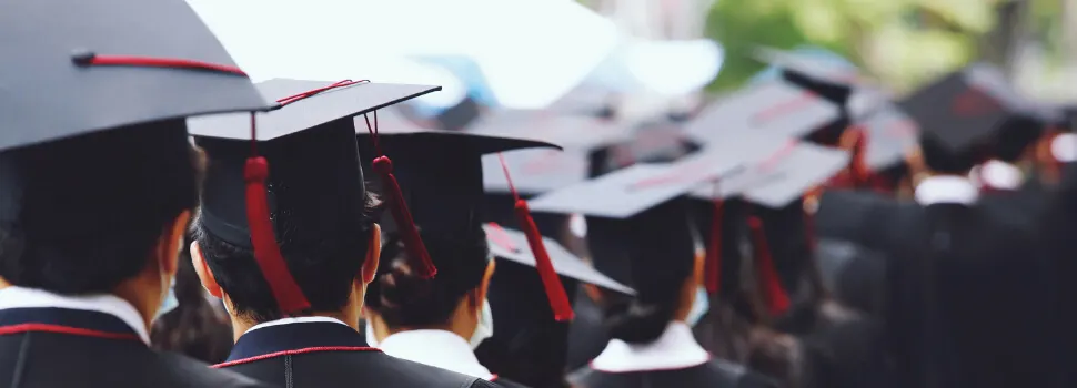 Image of Graduates with Caps on from the back