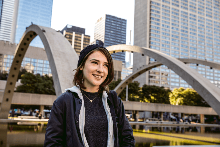 Smiling woman in Toronto