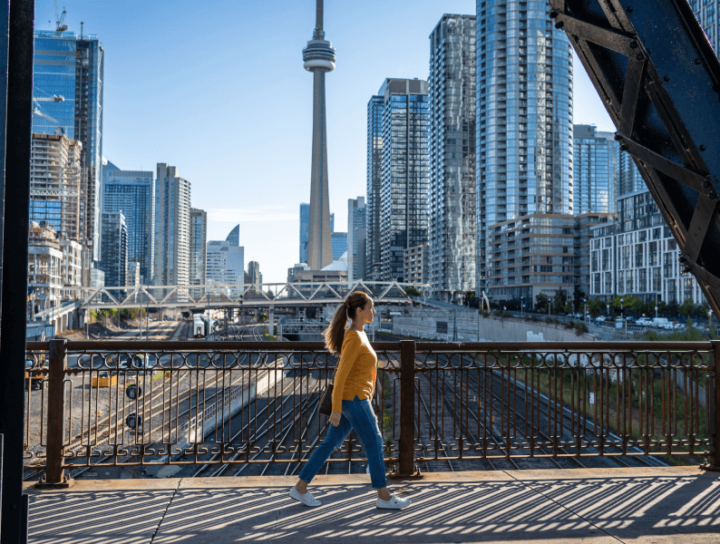 Image of a woman walking in Toronto