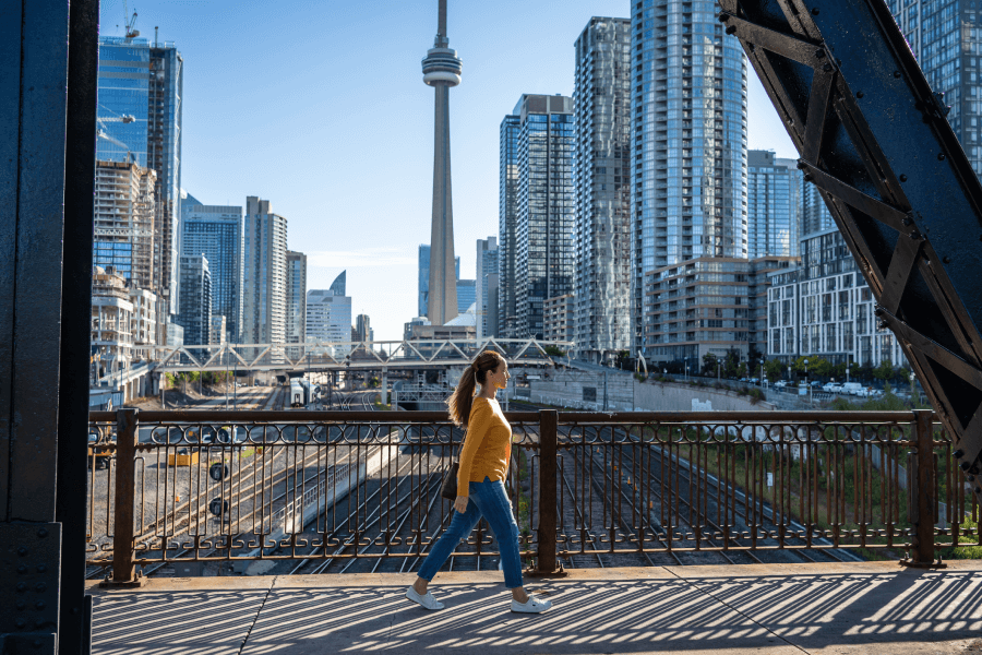 Image of a woman walking in Toronto