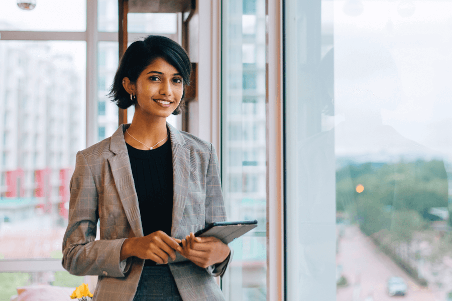 Image of a smiling young businesswoman